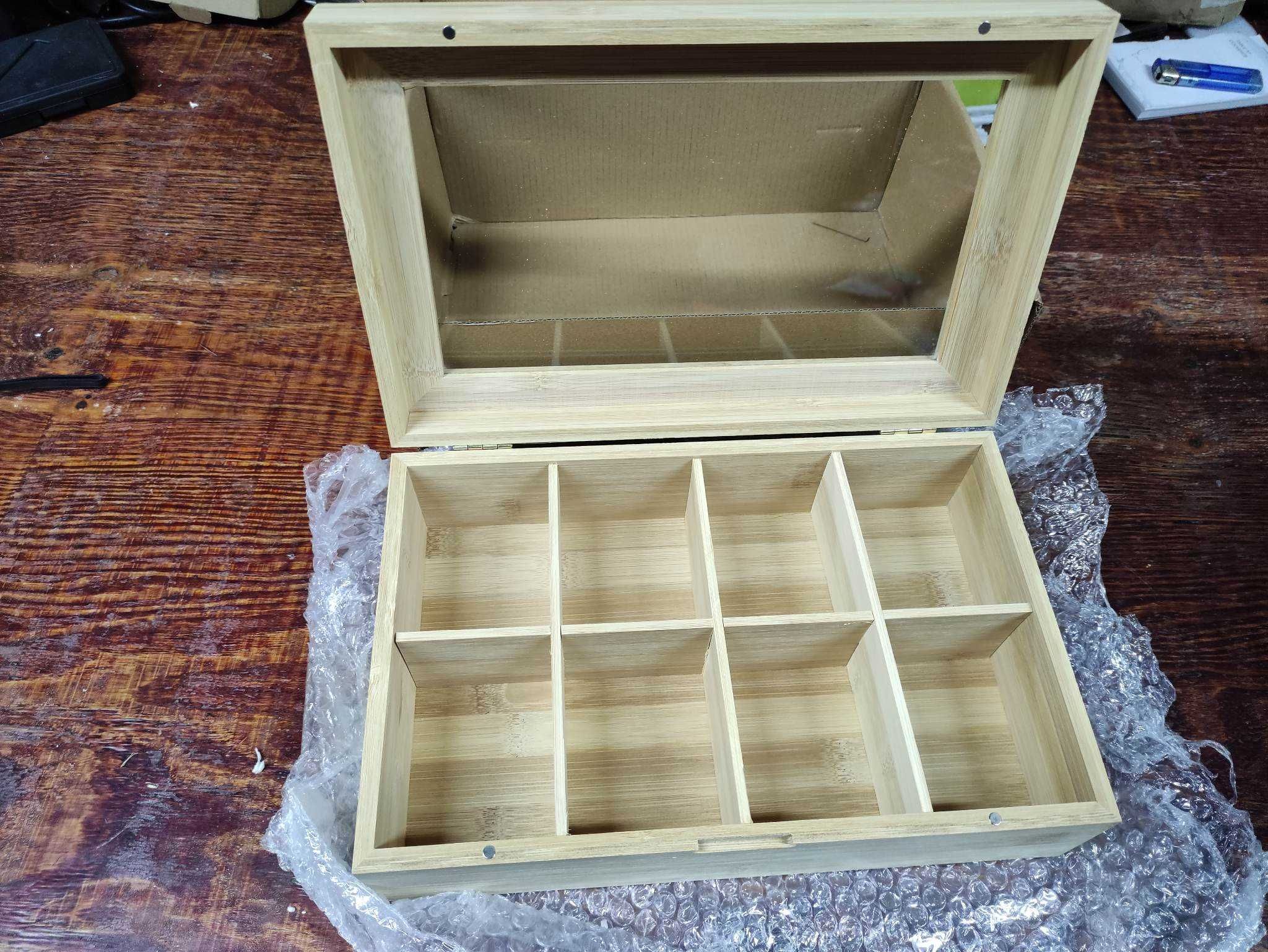 Pudełko na herbatę, bambus, 8 przegródek
