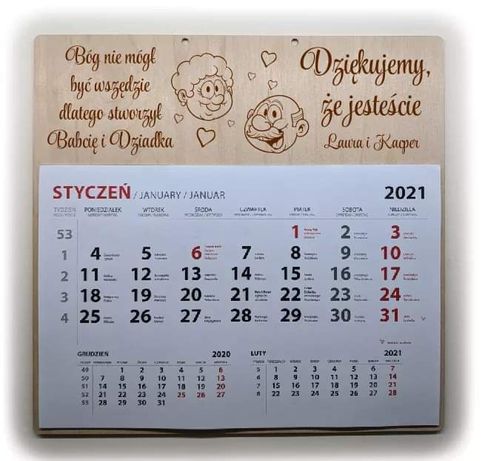 PROMOCJA Kalendarz Dzień Babci i Dziadka grawer w cenie