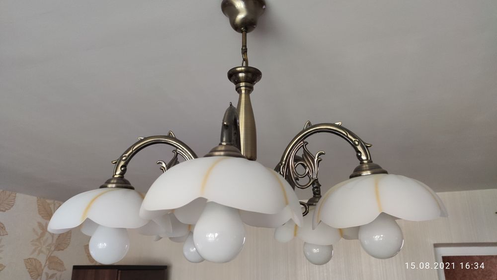 Żyrandol retro 5 żarówkowy + 2 kinkiety 1 żarówkowe