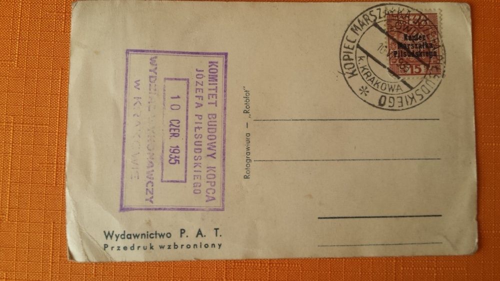 Karta pocztowa okolicznościowa Piłsudzki budowa kopca 1935