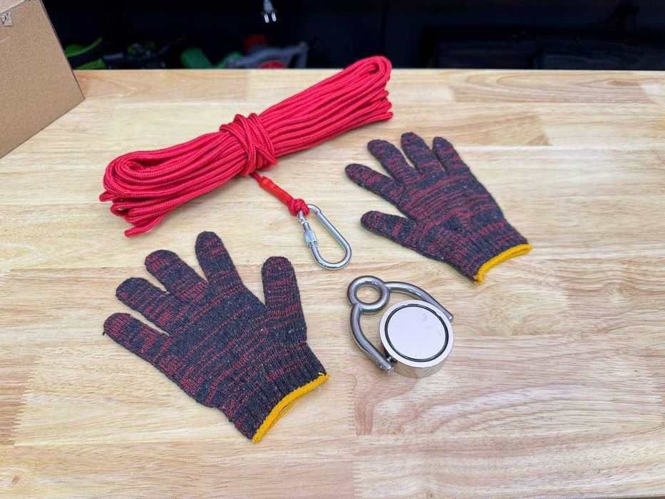 Неодимовий Магніт 60-4 на 150 кг + Мотузка 20 м D4 + Рукавички Набір