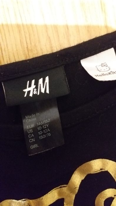 Bluzka 10 -11  tanika hello kitty czarna h&m