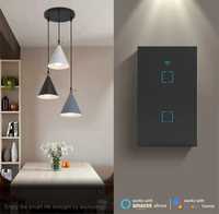 Сенсорный EWelink умный Wi-Fi выключатель света 1 и 2 Quadrate Black