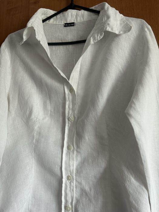 Біла жіноча сорочка льняна