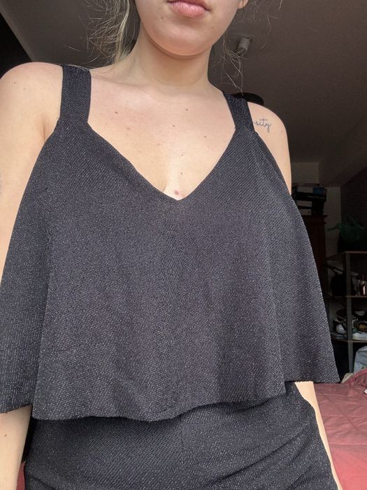 Macacão preto brilhante novo Bershka