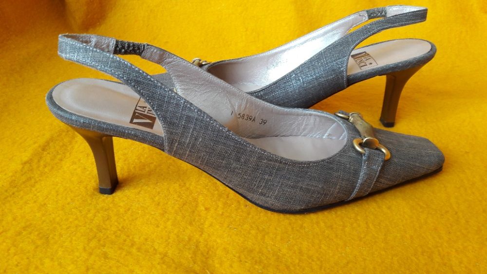 NOWE Buty Czółenka Via Vinci Szary Brąz Rozmiar 39