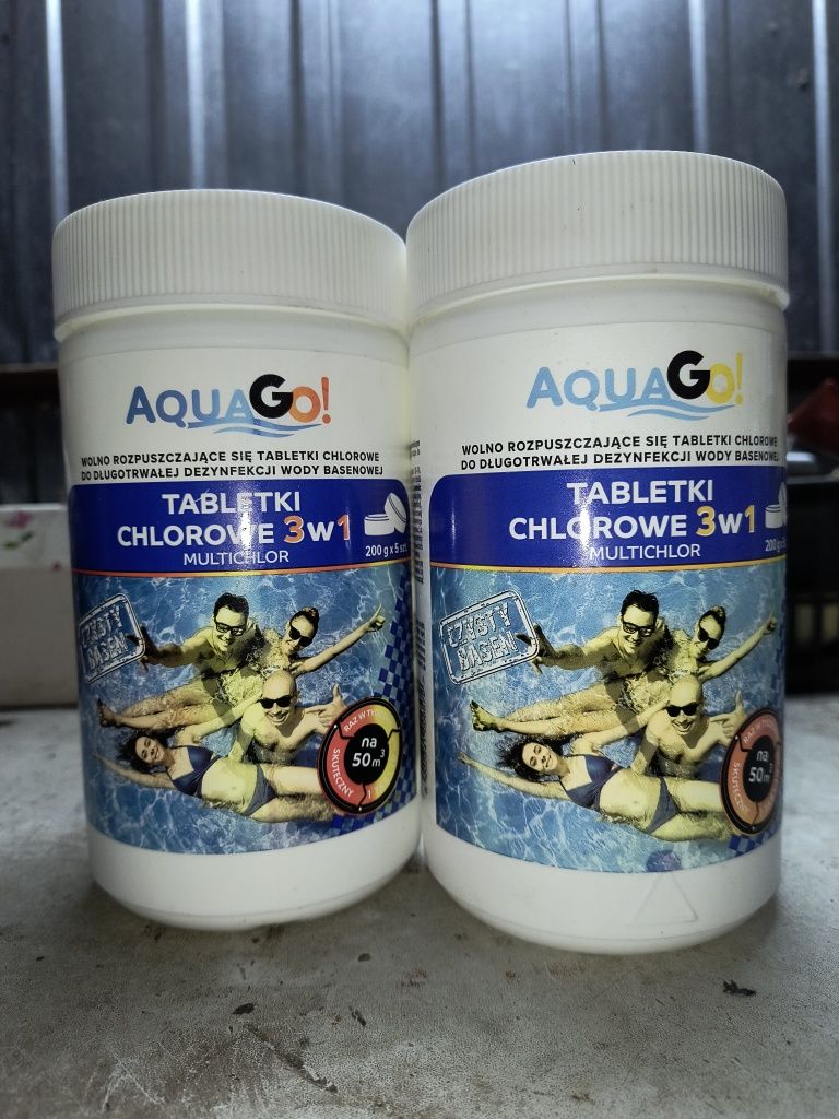 Chlor w tabletkach do basenów i saun AquaGo! 1 kg 3w1