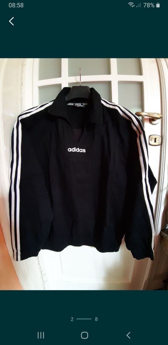 Adidas bluza retro vintage super styl L czarna w paski