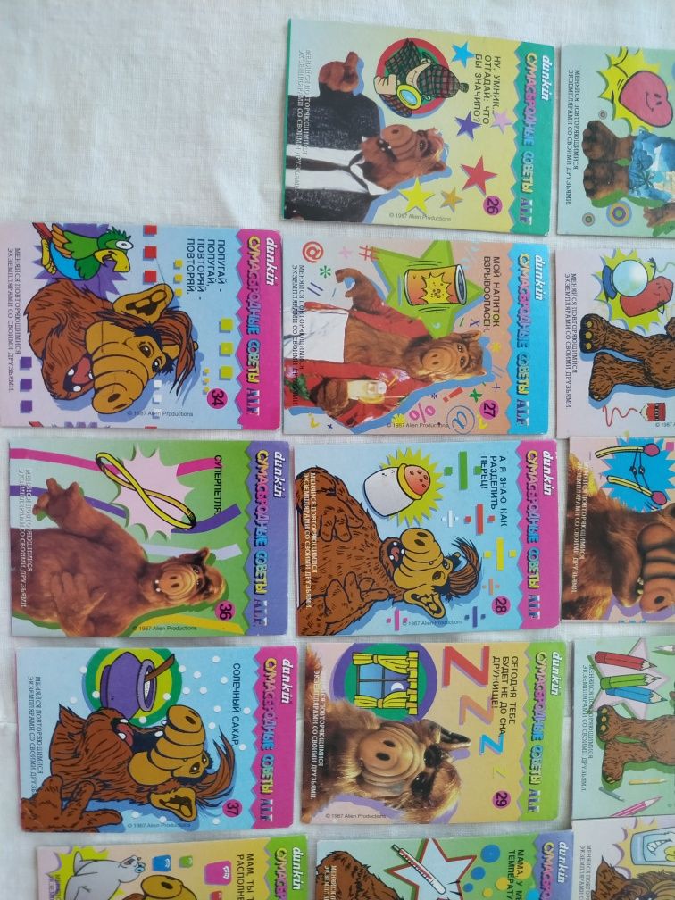 Коллекция карточек Альф Alf 80х годов Dunkin