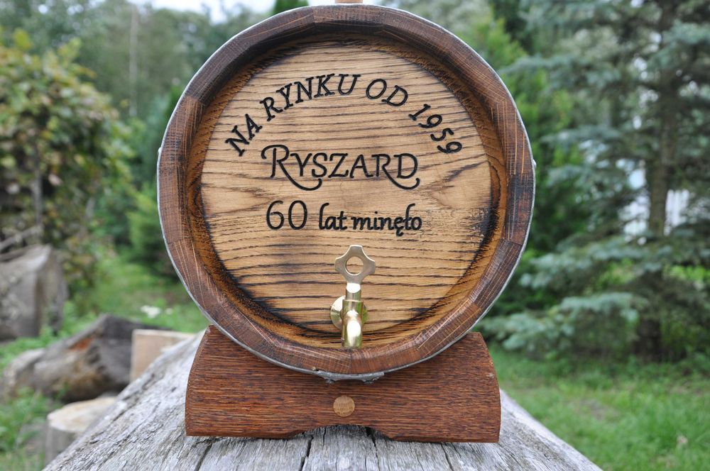 Nowa Beczka Dębowa 3L 5L 10L 20L z kranem mosiężnym na alkohol bimber