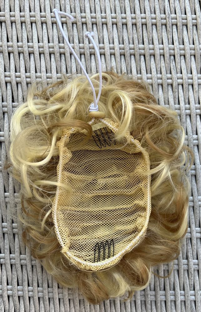 Premium Ultra włosy doczepiane, blond pasemka kok na siateczce