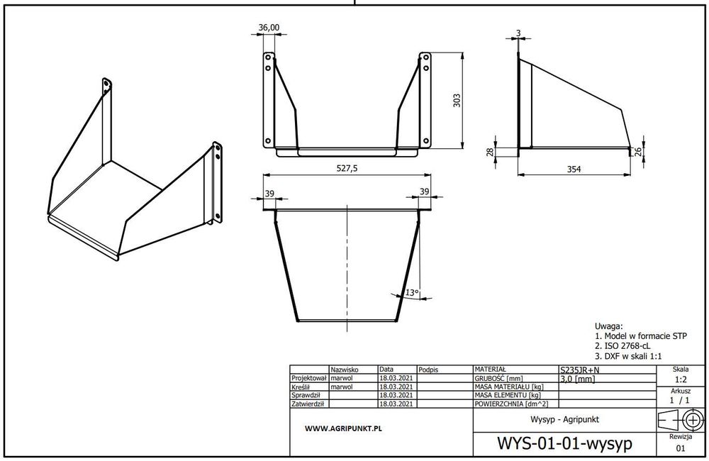 Wysyp zsyp  burty do przyczep typ Pronar
