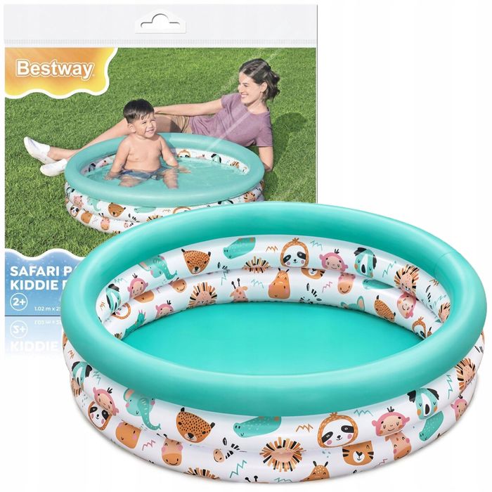 basen dmuchany okrągły basenik dla dzieci 102x25cm rybki zwierzątka