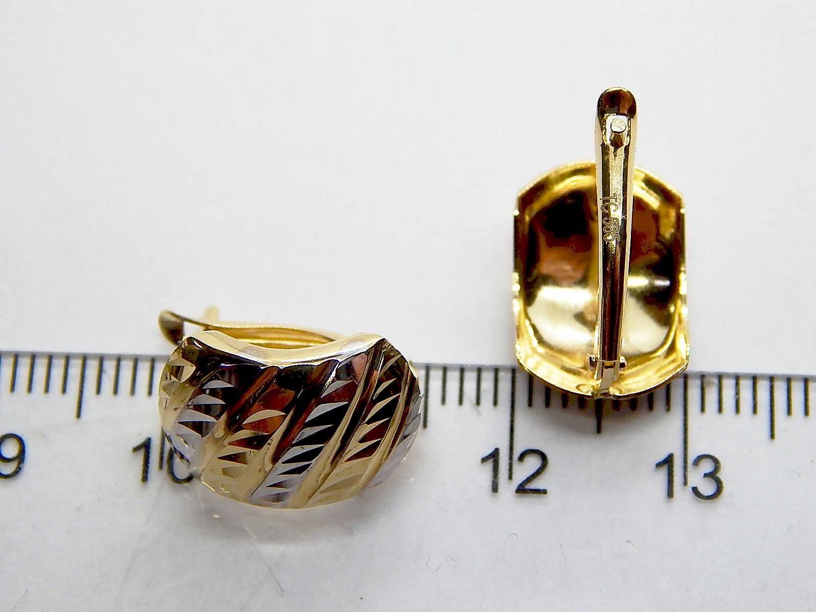 Złote kolczyki ozdobne łódeczki na angielskie zapięcie złoto pr. 585