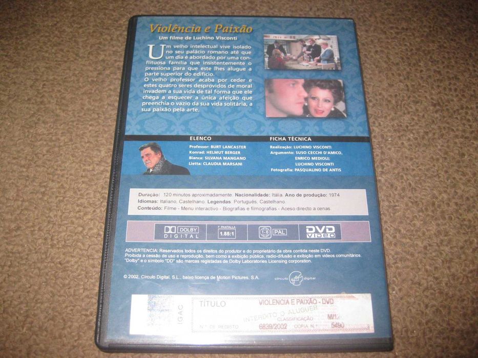 DVD "Violência e Paixão" com Burt Lancaster/Raro!