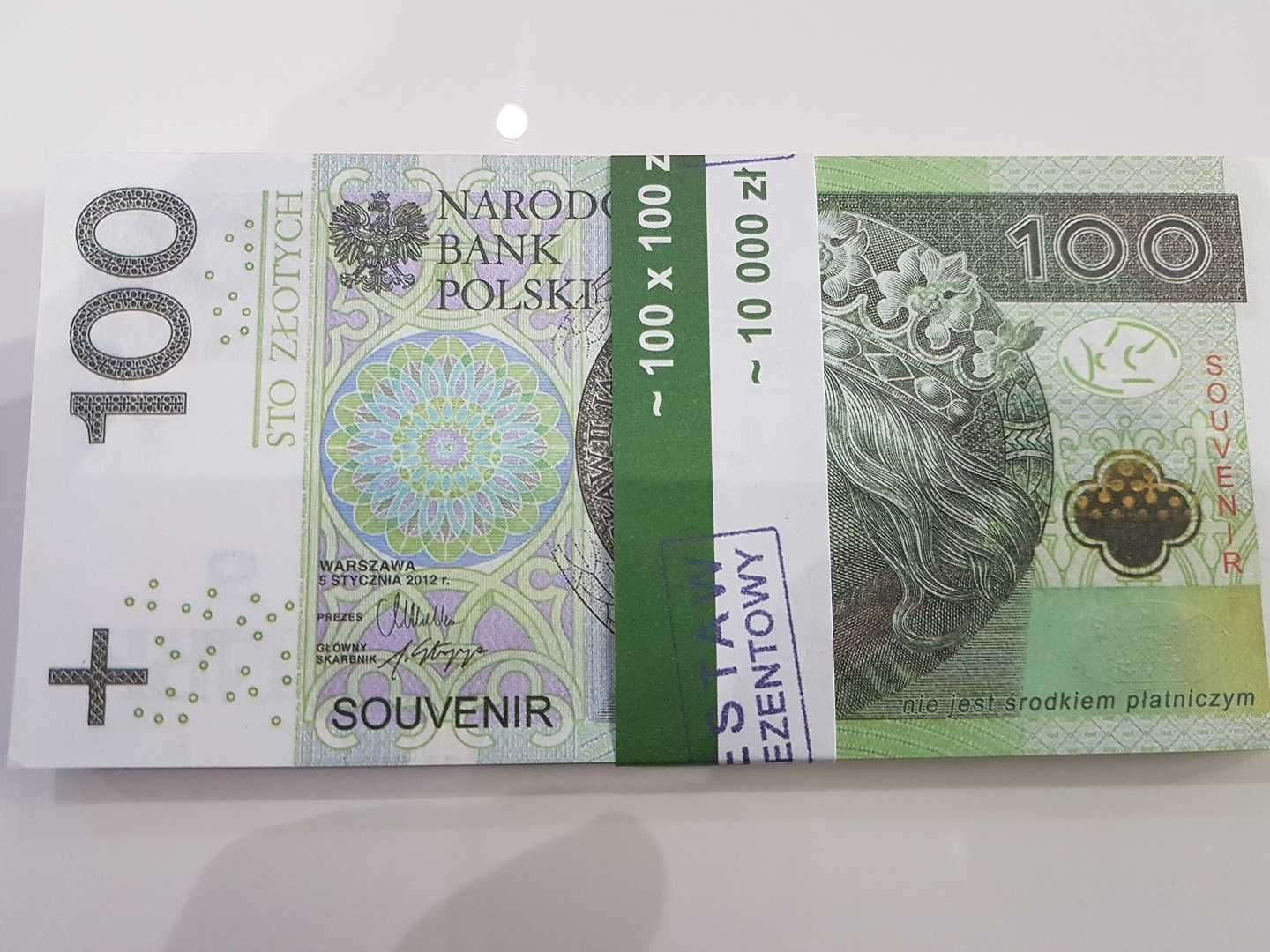 100 złotych banknoty do zabawy i nauki plik 100sztuk 138x68