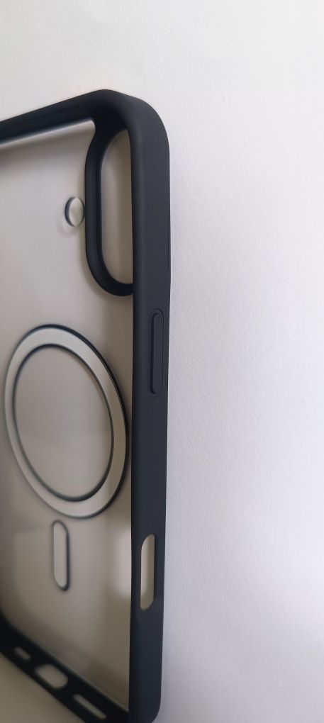 Etui/case przezroczyste z magsafe czarne iPhone 16 plus