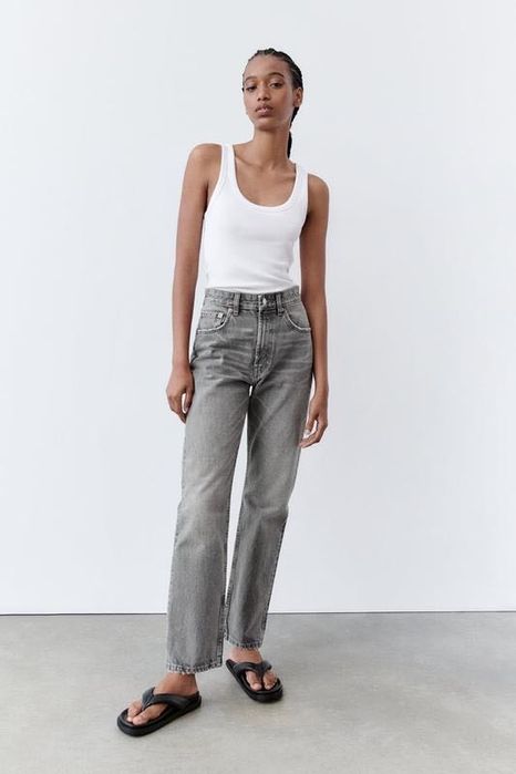 Джинси zara straight fit сірі
