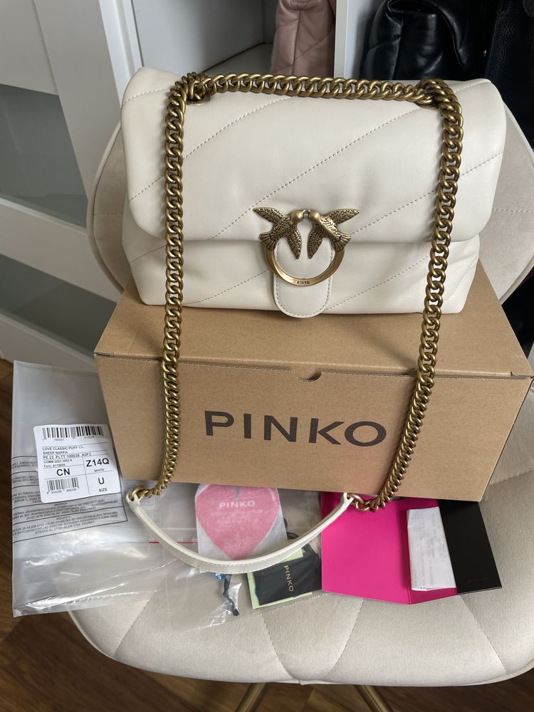 Pinko Classic Love Bag Puff skan NFC rachunek Pinko nowa torebka złota