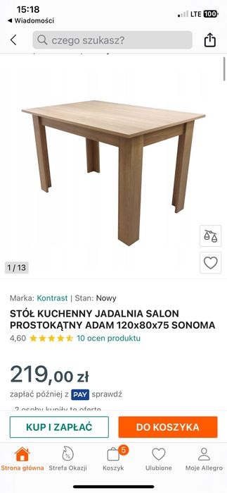 Stół brak śladów użytkowania