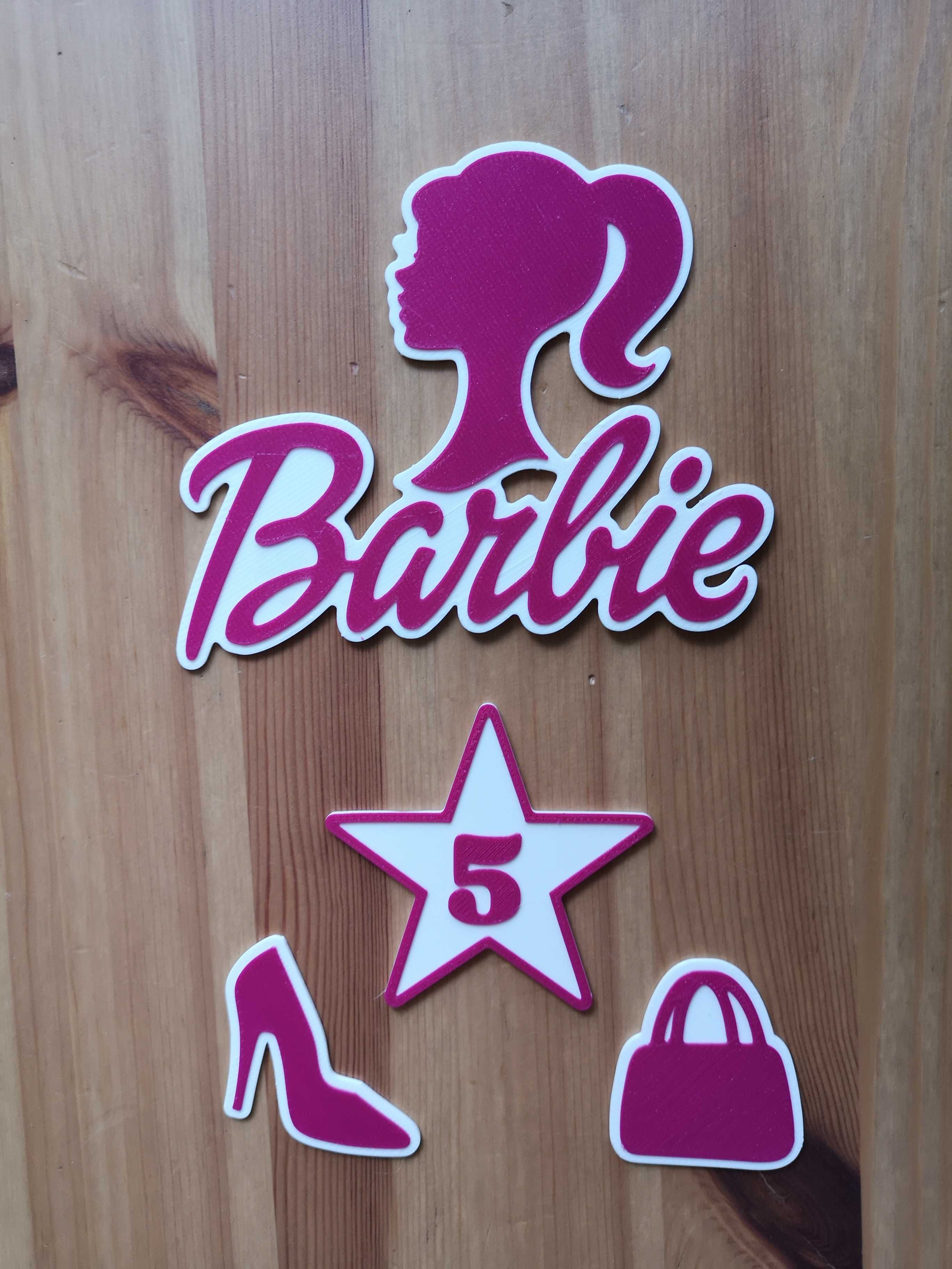Personalizowany zestaw dekoracji na tort Barbie w kolorze Rubinowy Róż