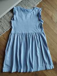 134cm błękitna sukienka w serduszka, letnia sukienka