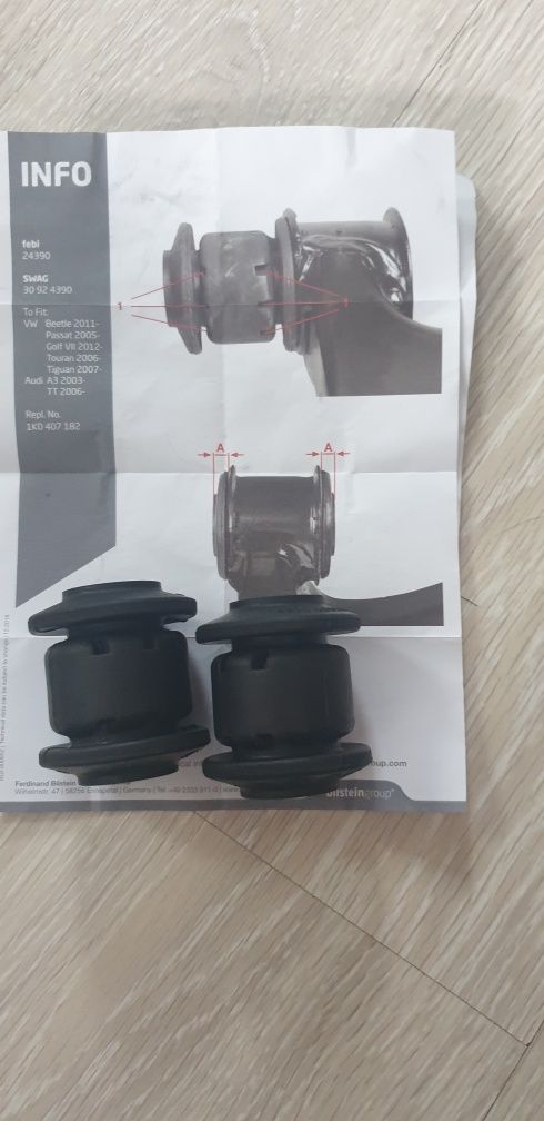 Tuleje wachacza FEBI 24390 SILENTBLOK WACHACZA oś przednia  audi vw