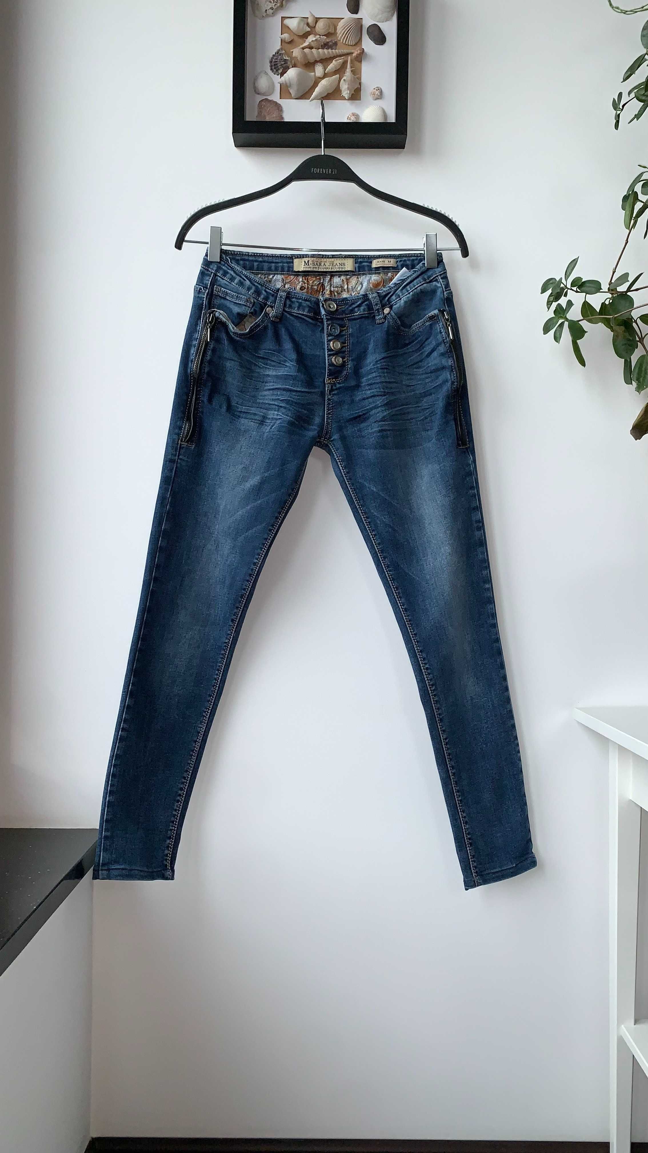 r. 38 / r. M / Sara Jeans granatowe spodnie dżinsowe