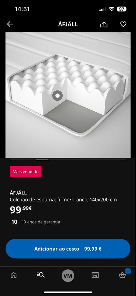 Colchão AFJALL do Ikea