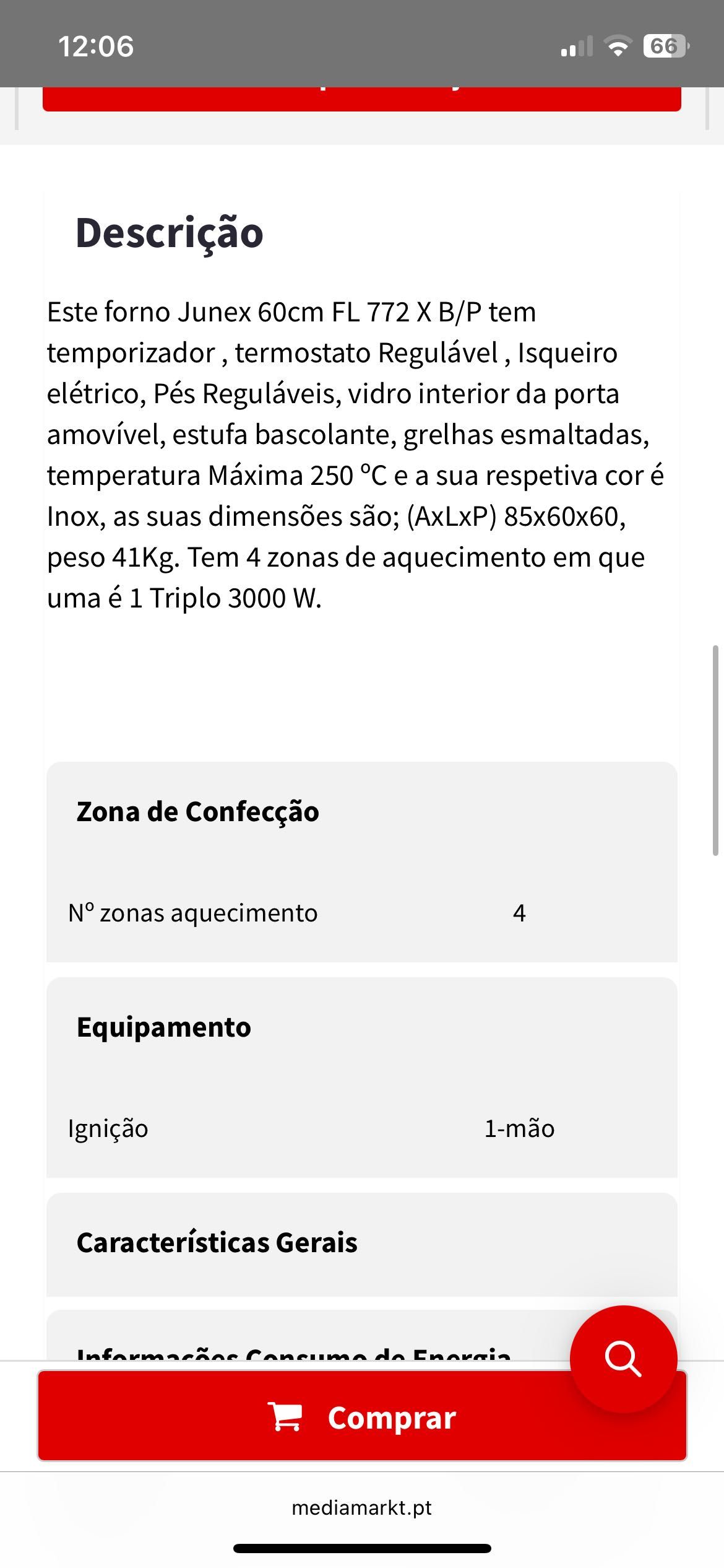 Fogão junex 4 bicos gas