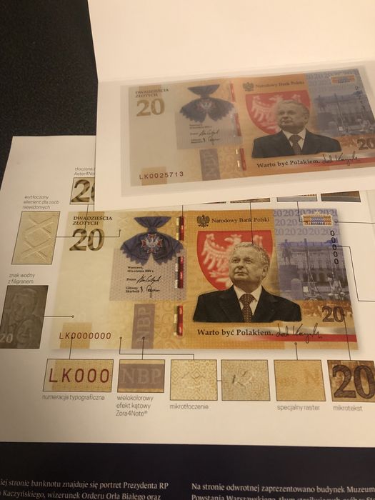 20 zł Banknot kolekcjonerski Lech Kaczyński warto być Polakiem