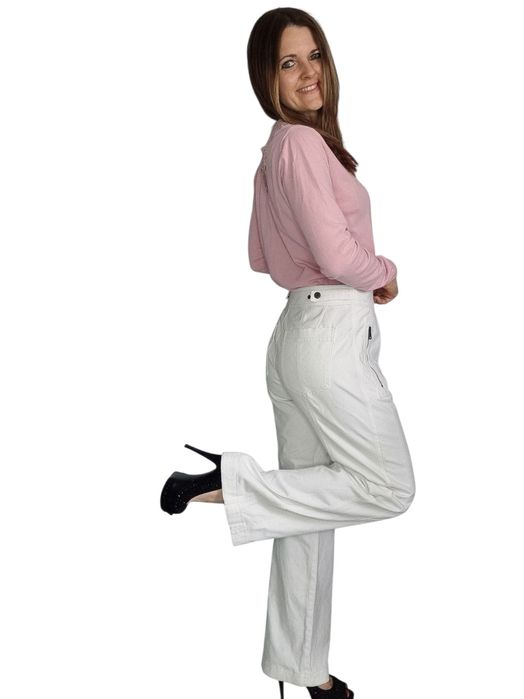 Białe spodnie marc cain n3 m 38 szerokie