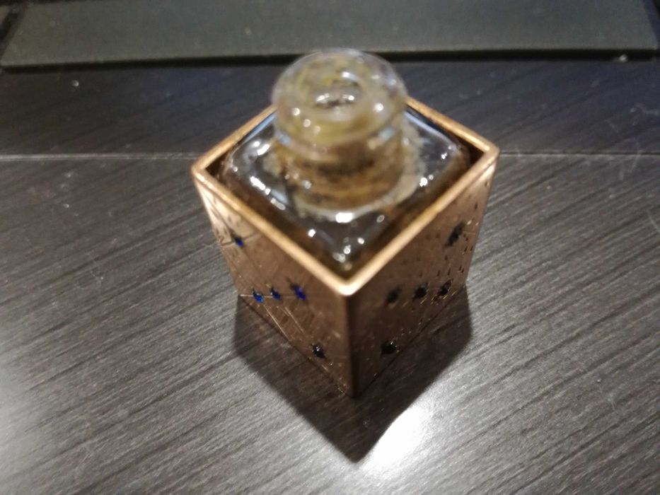 Snuff Bottle-Frasco Perf Miniatura Vidro Montado Metal  Cristais Azuis