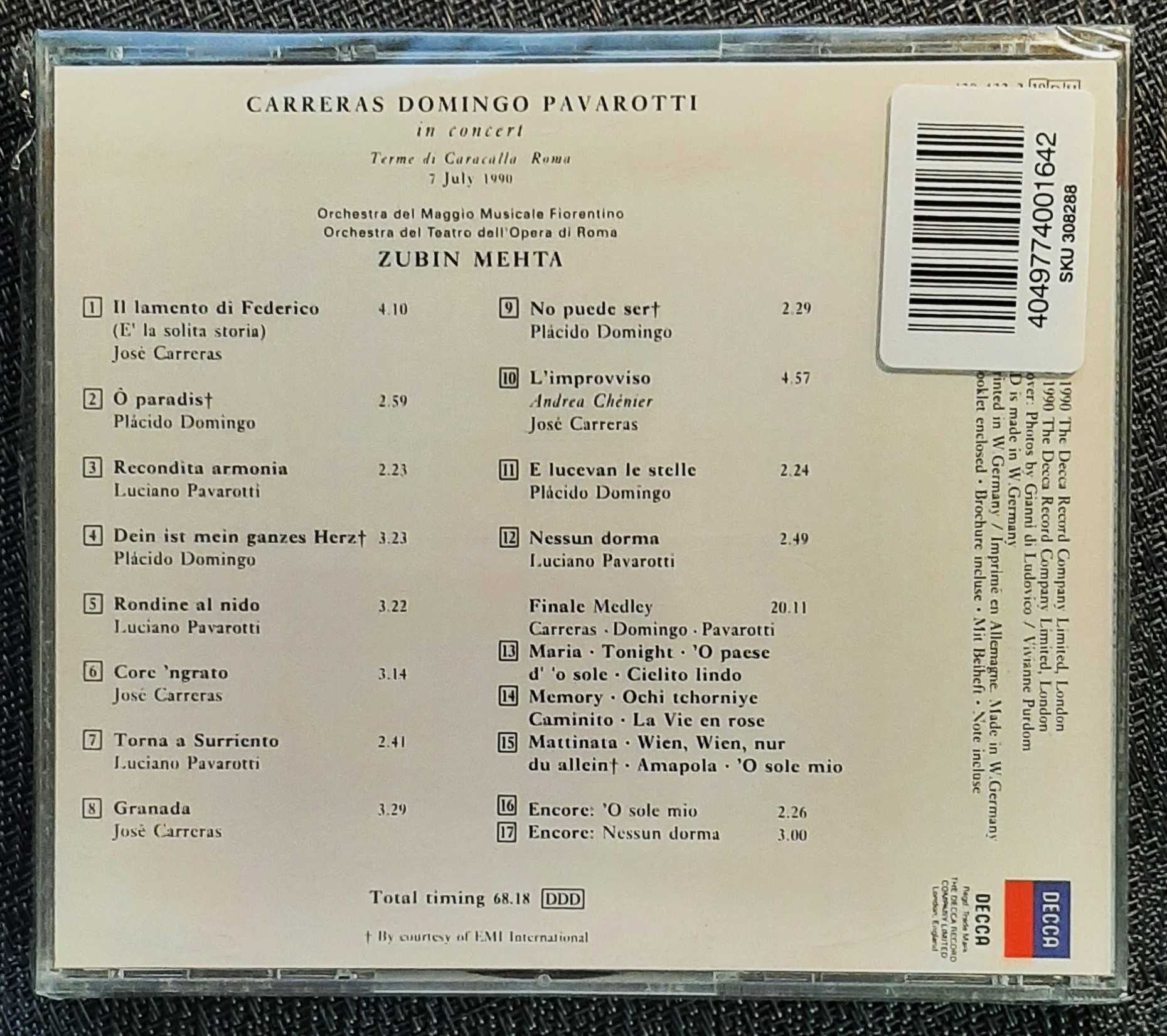 Wspaniały Koncert CARRERAS- DOMINGO- PAVAROTTI In Concert CD