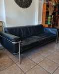 Sofa skórzana trzyosobowa w stylu bauhaus ,vintage lata 70,mid-century
