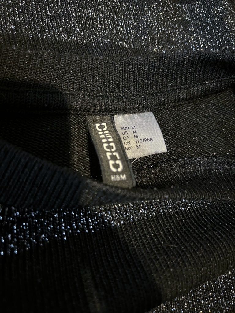 Czarno srebrny w paski brokat sweter damski H&M M L