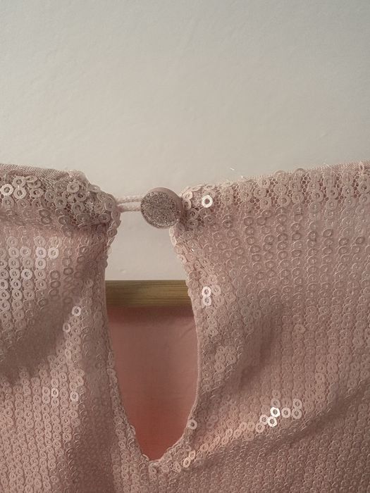 Sukienka 164elegancka wesele chrzciny komunia cekiny różowa