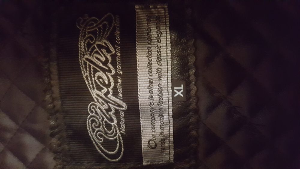 Męska czarna kurtka ocieplana skóra naturalna XL/2XL