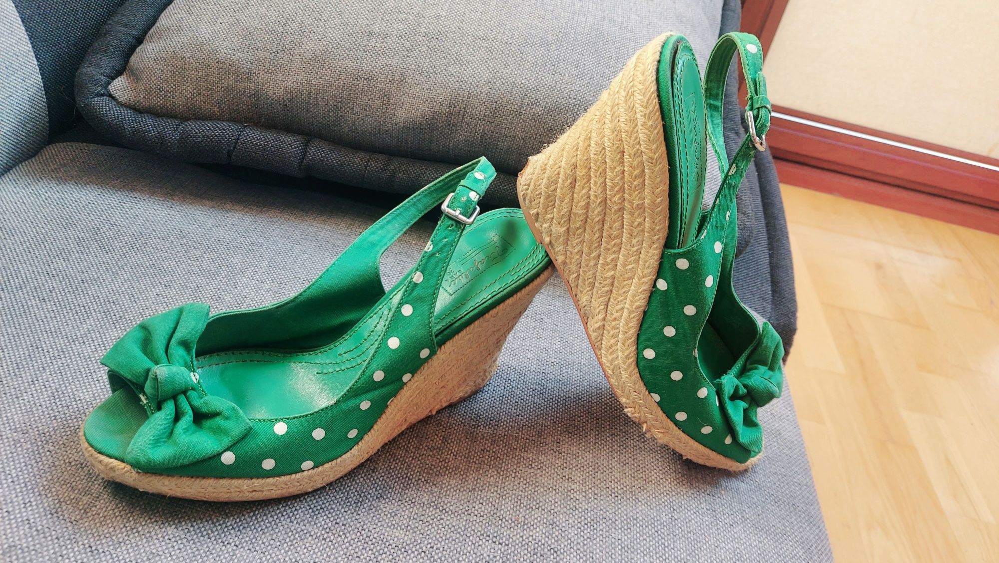 Sandały na koturnie espadryle koturny zara 39 w grochy pinup