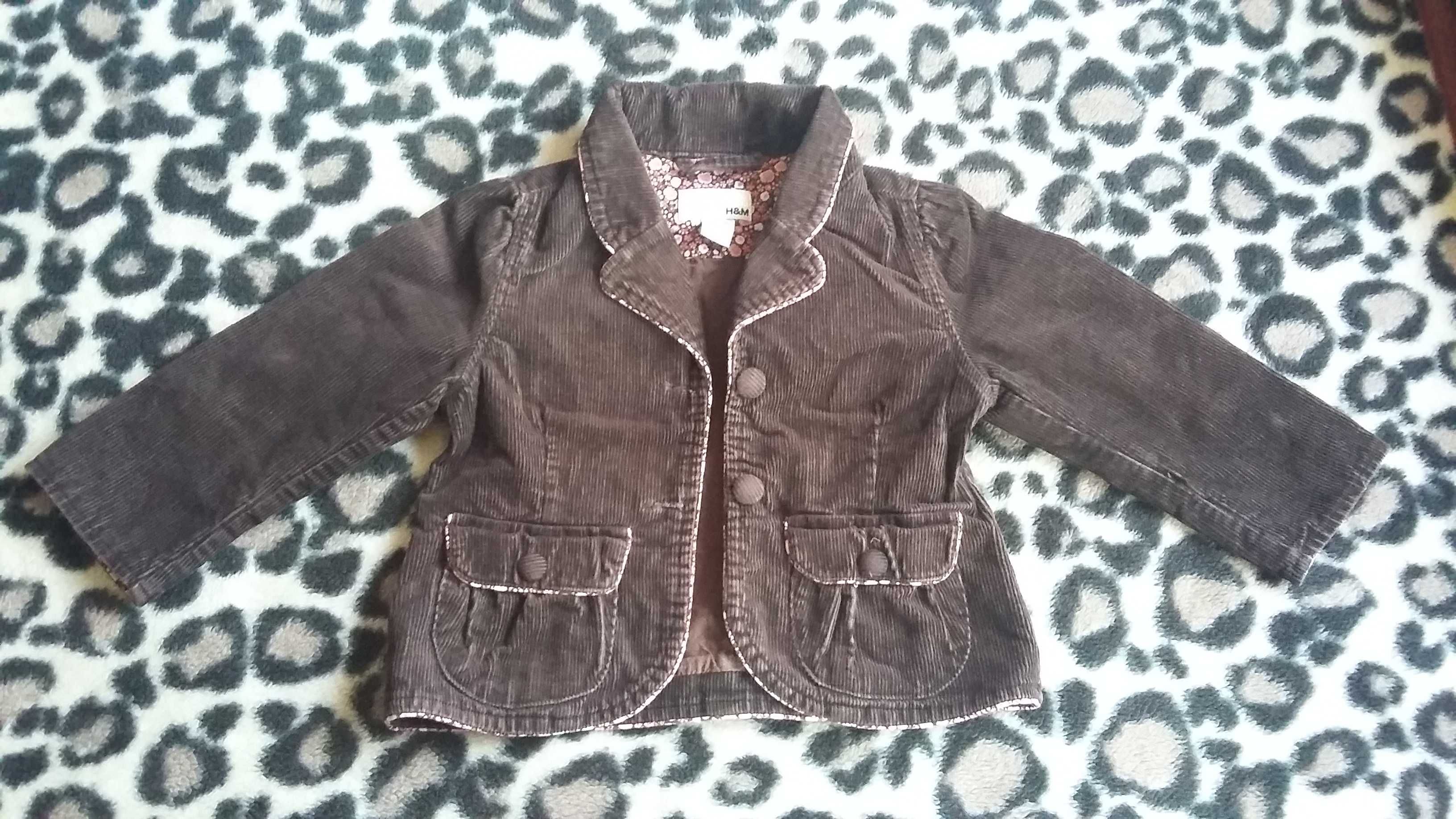 Kurteczka / marynarka H&M 86 cm brązowa sztruksowa
