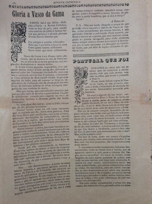 Revista Catholica. Homenagem ao immortal Navegante... 1898. Rara