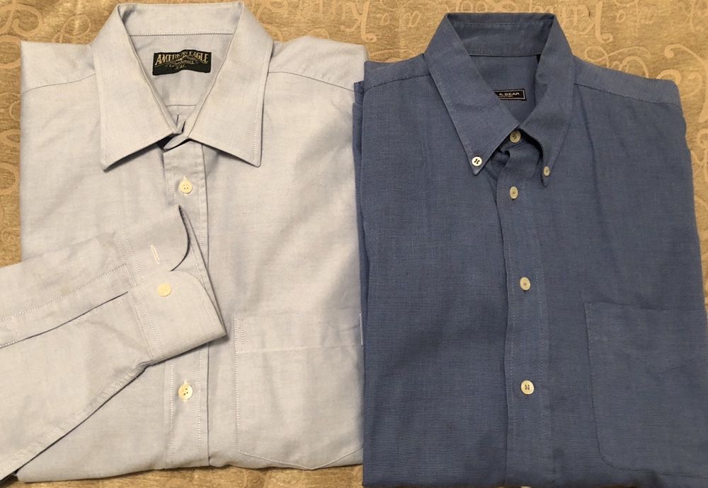 2 Camisas Pull and Bear e American Eagle azul clássicas