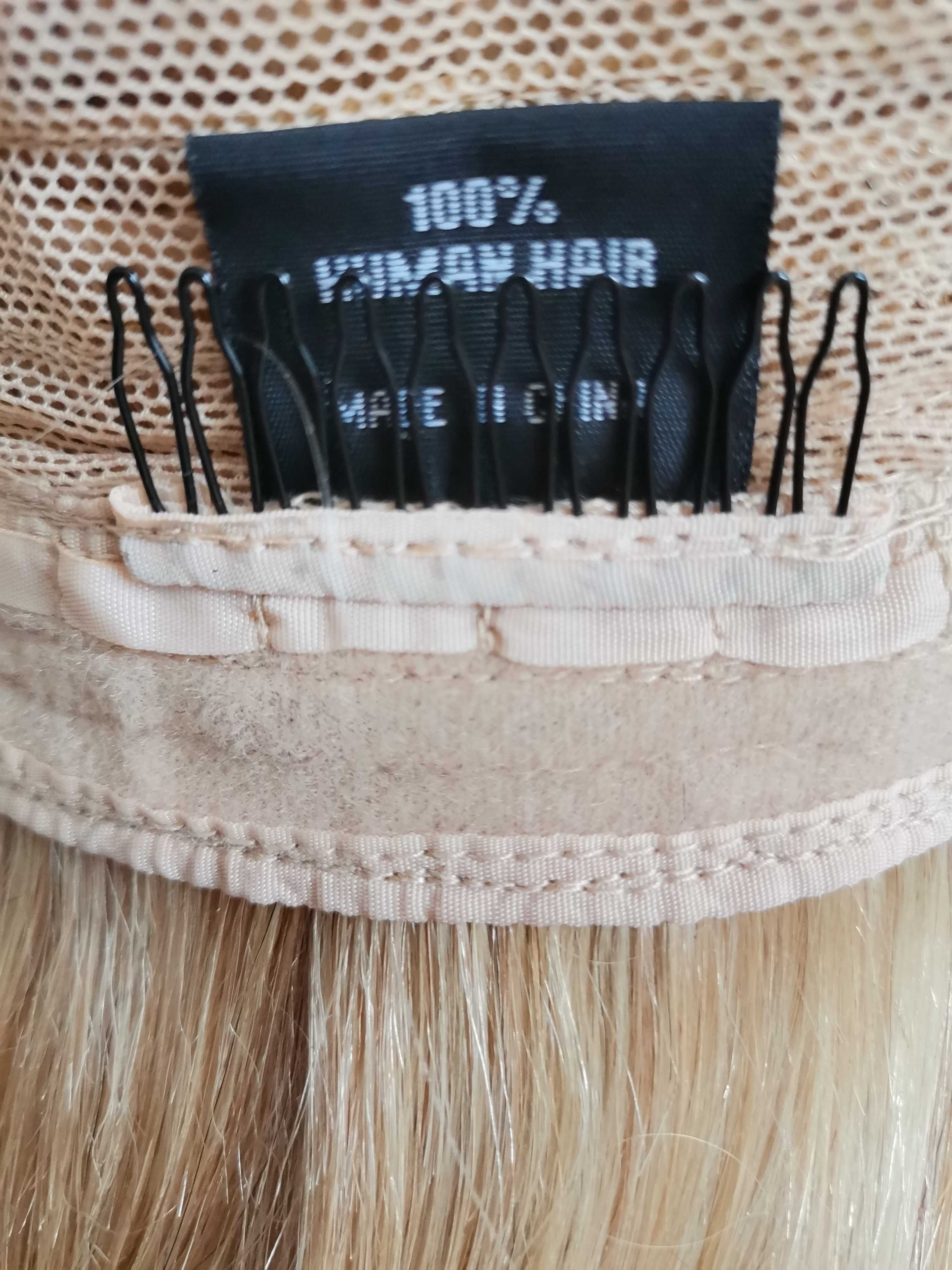 Peruka lace front z naturalnych włosów  blond