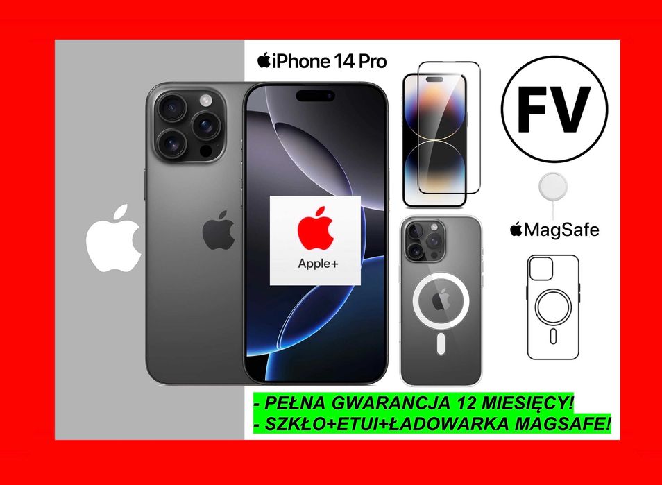 I. NOWY Apple iPhone 14 Pro 256GB Czarny Black DODATKI GW-12msc! FV .I