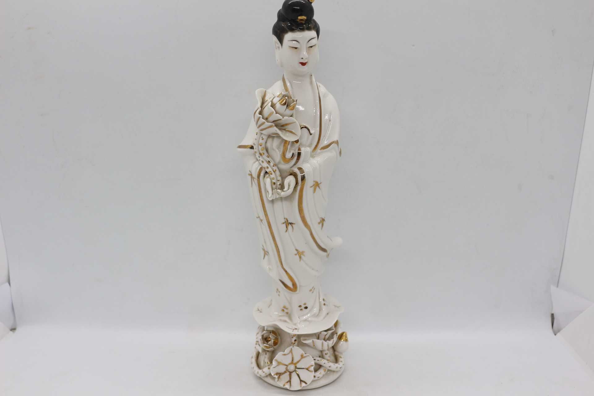 Guan Yin Completa 24 A cm Porcelana Chinesa a Ouro XIX