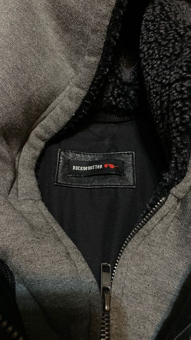 Шкіряна натуральна куртка XL бомбер з капюшоном чоловіча косуха