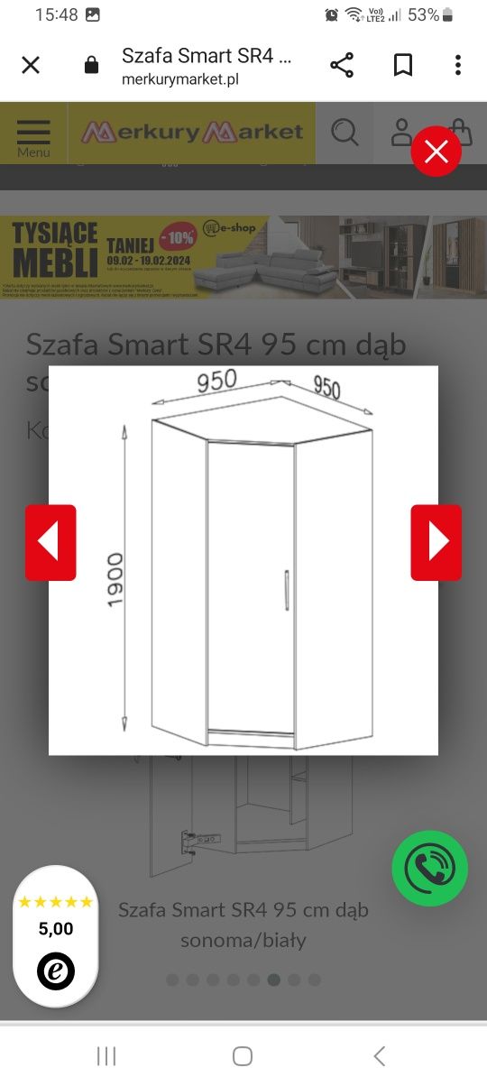 Szafa narożna sonoma