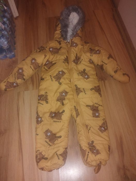 Kombinezon zimowy z kożuszkiem dla dzieci stan idealny jak nowy