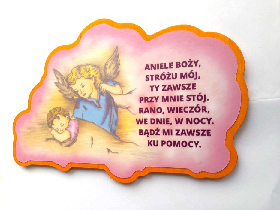 Obraz na deseczce Anioł Stróż modlitwa chrzest komunia prezent Aniele
