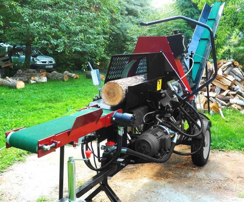 Piło łuparka do drewna kłód drzewa mocna elektryczna 7,5kW 20t mobilna
